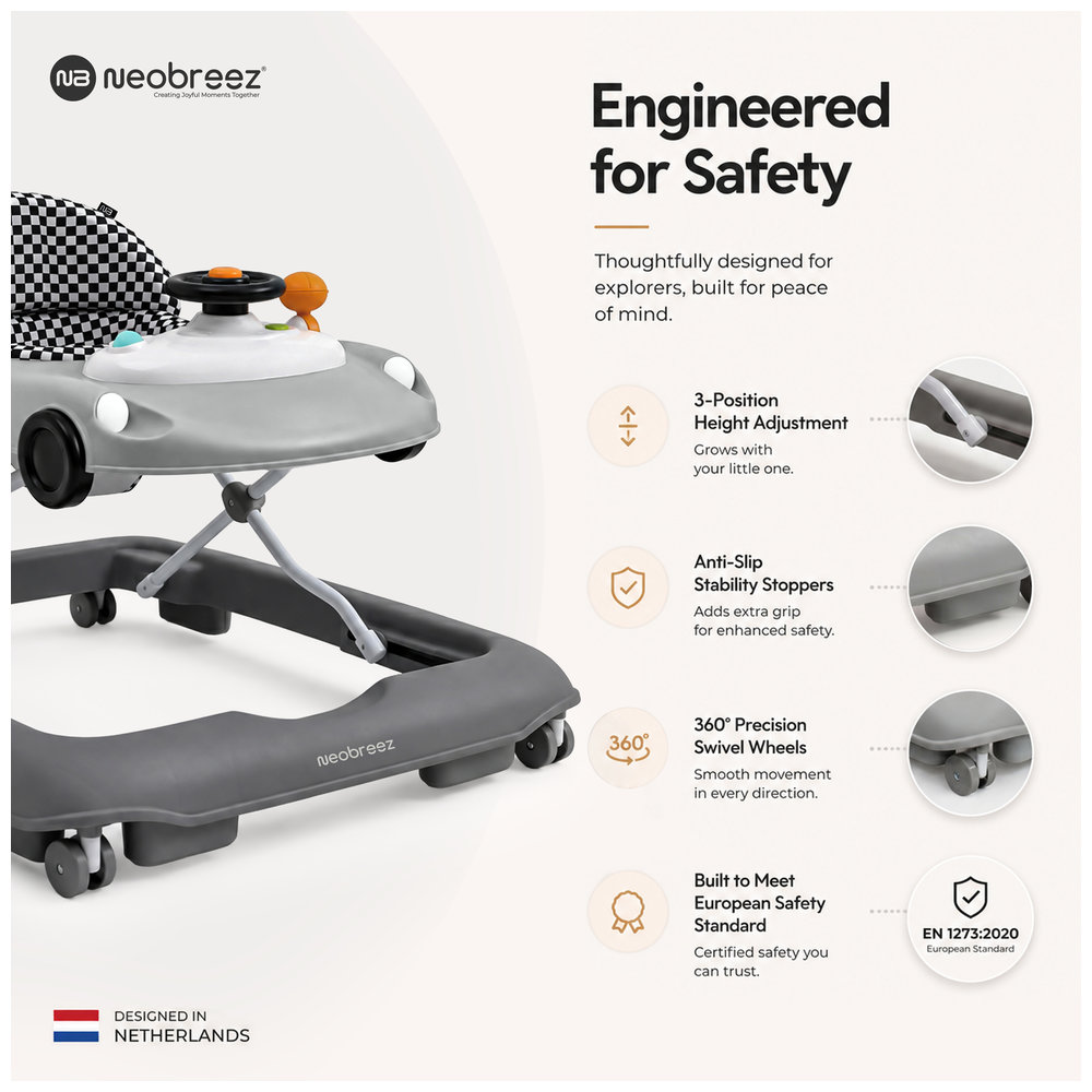 Neobreez - 3-in-1 Navix Premium Activity Baby Walker - Grey