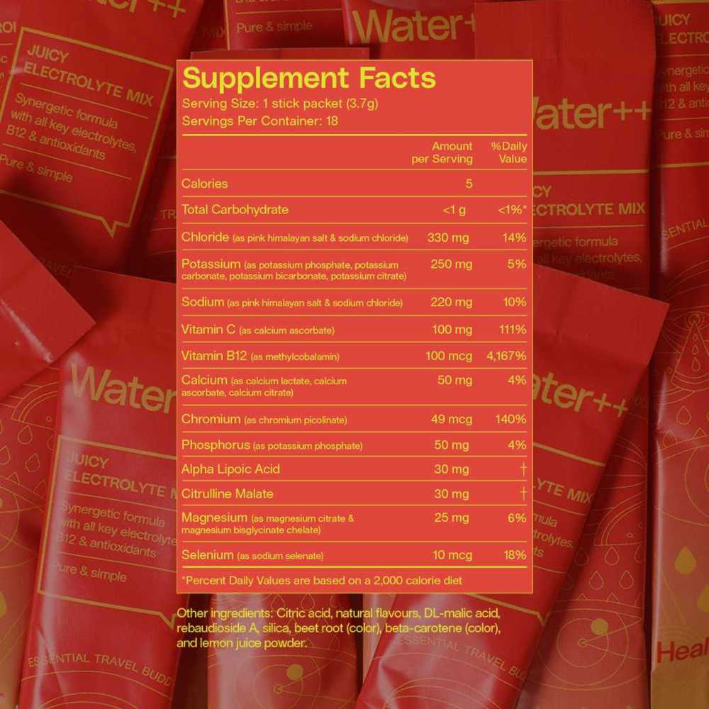 Health Nag - Water++ Juicy Electrolyte Drink - Watermelon - 18 Stick