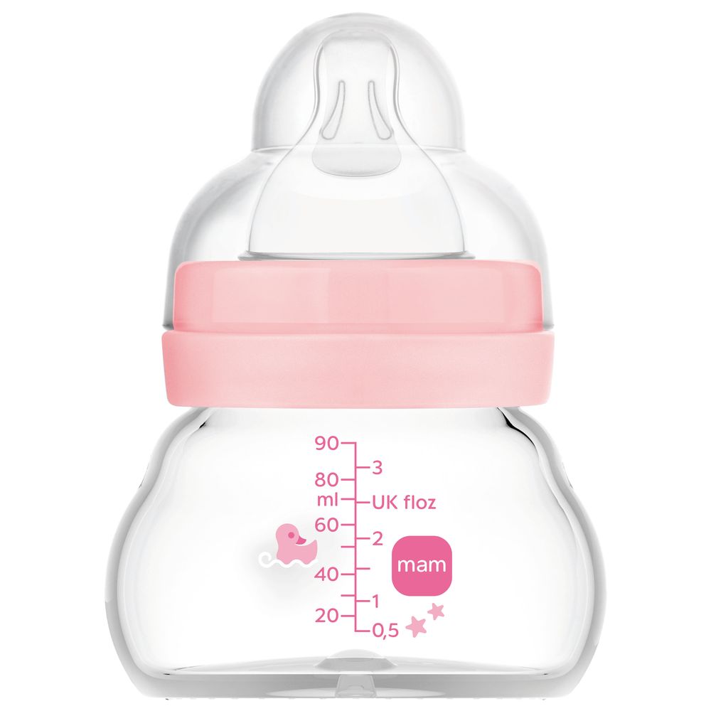 Mam - Baby Feel Good Glass Bottle - Sealife Pink - 90 ml