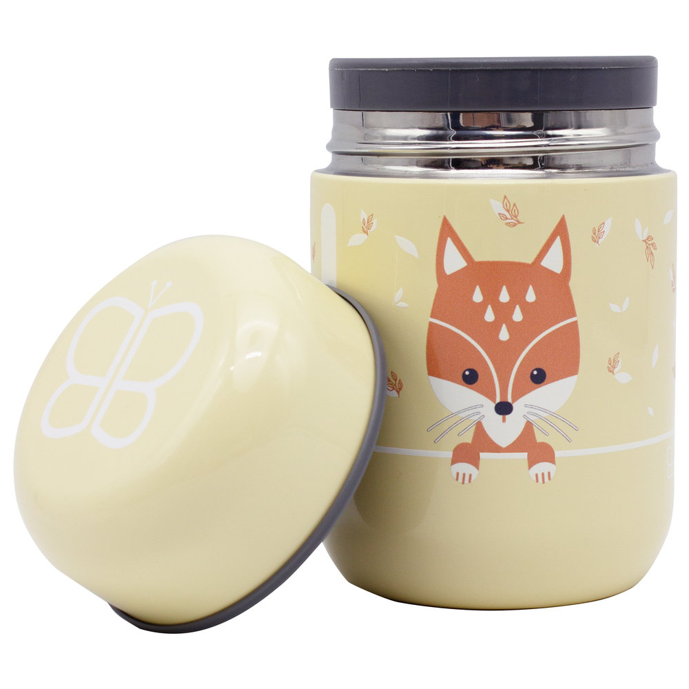 Bbluv - Fox Thermal Food Container With Spoon - Sand - 300 ml