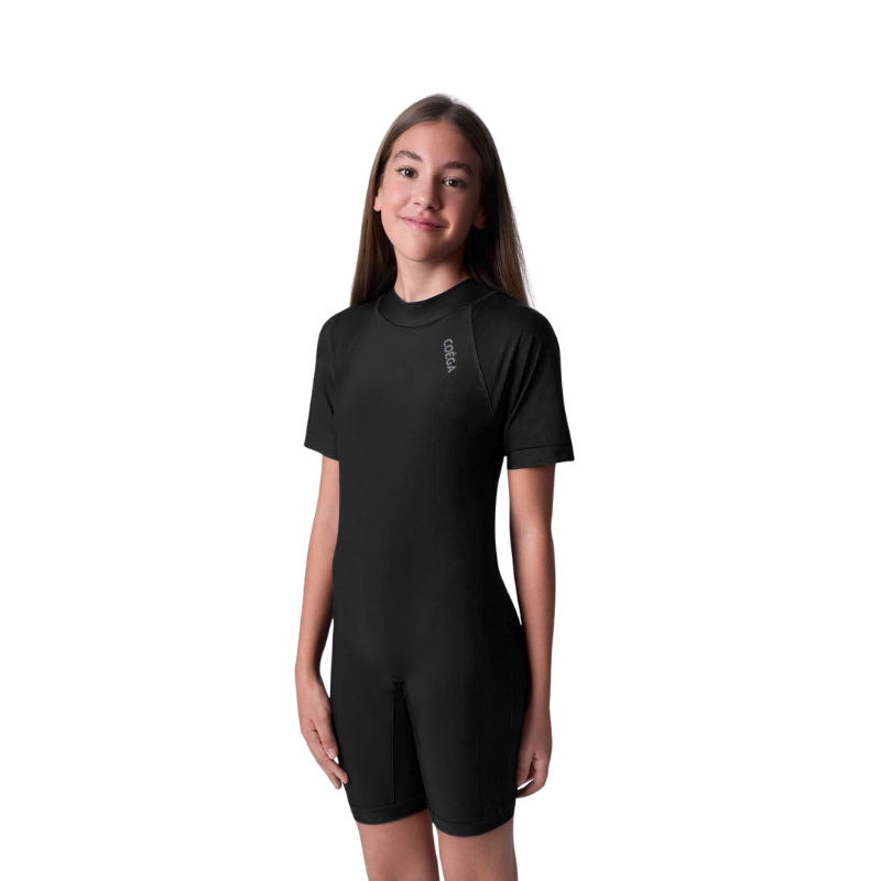 COEGA Sunwear - Unisex Youth One Piece Swimsuit With Back Zipper - Black