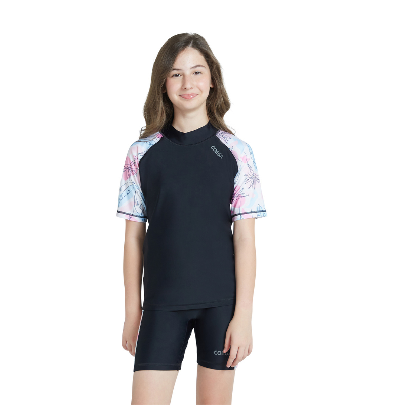 COEGA Sunwear - 2pc-Set - Girls Youth Swimsuit - Nero Floral Drawings