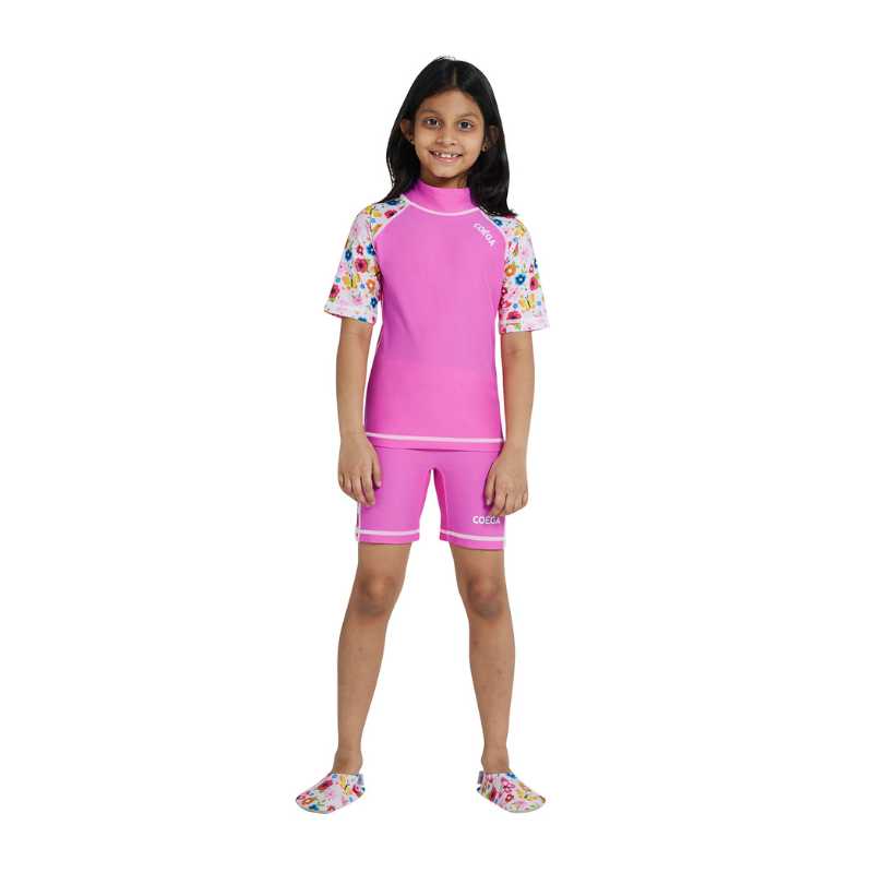 COEGA Sunwear - 2pc-Set - Girls Swimsuit - Pink Rosey Flowers