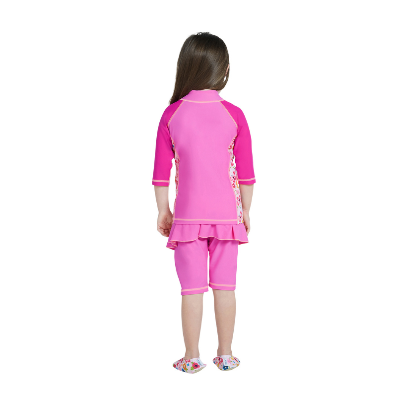 COEGA Sunwear - 2pc-Set - Girls Skirted Swimsuit - Pink Rosey Flowers