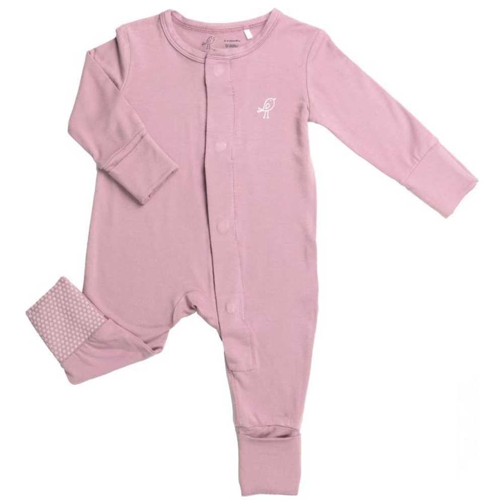 Birdie Magnetic Baby Grow Bamboo Sleepsuit - Dusty Pink