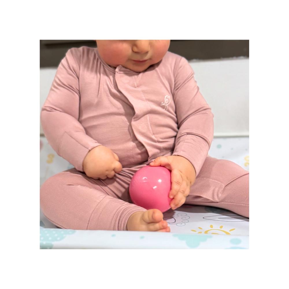 Birdie Magnetic Baby Grow Bamboo Sleepsuit - Dusty Pink