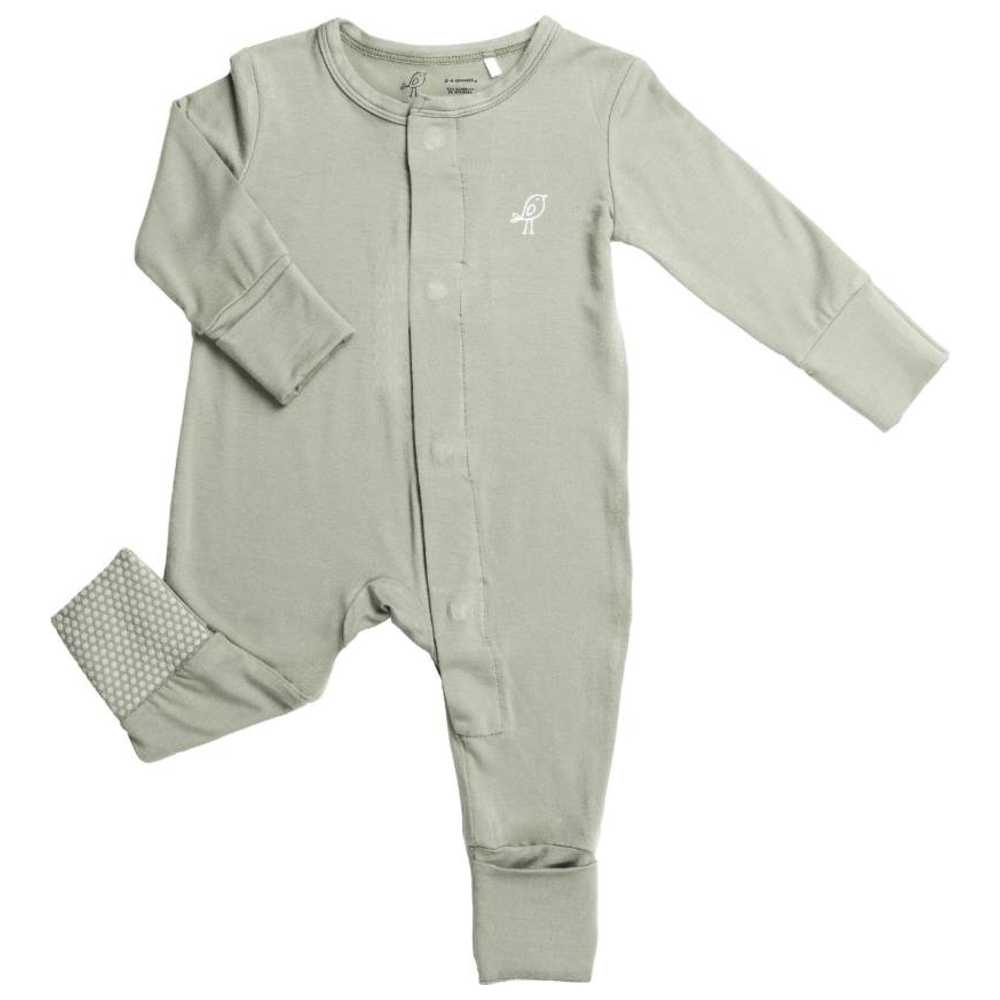 Birdie Magnetic Baby Grow Bamboo Sleepsuit - Sage