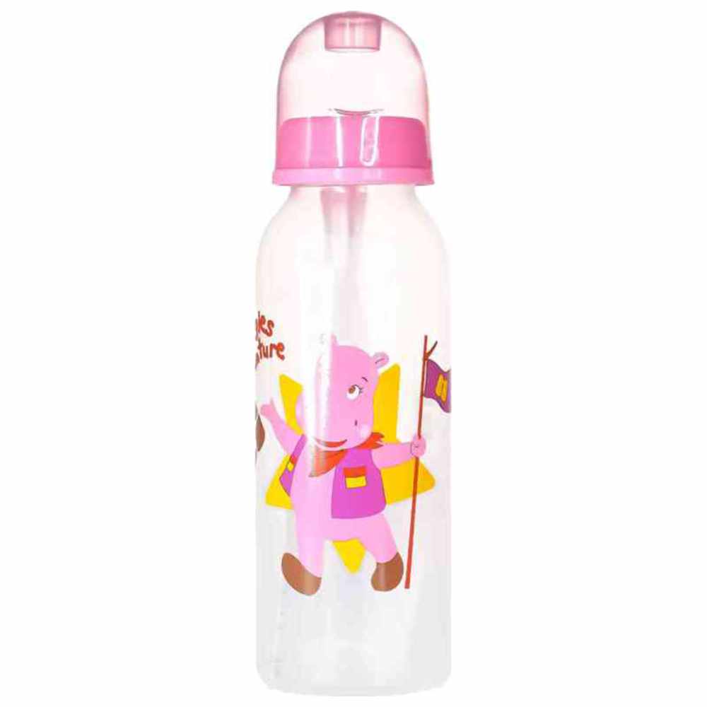 Babe - Baby Cereal Feeding Bottle With Spoon - Pink - 250 ml