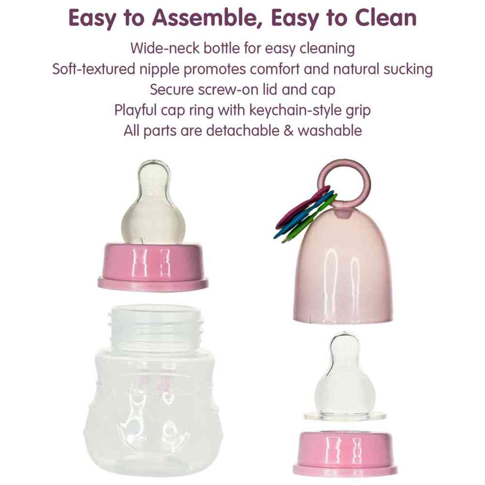 Babe - Baby Feeding Bottle - Pink/Clear - 60 ml