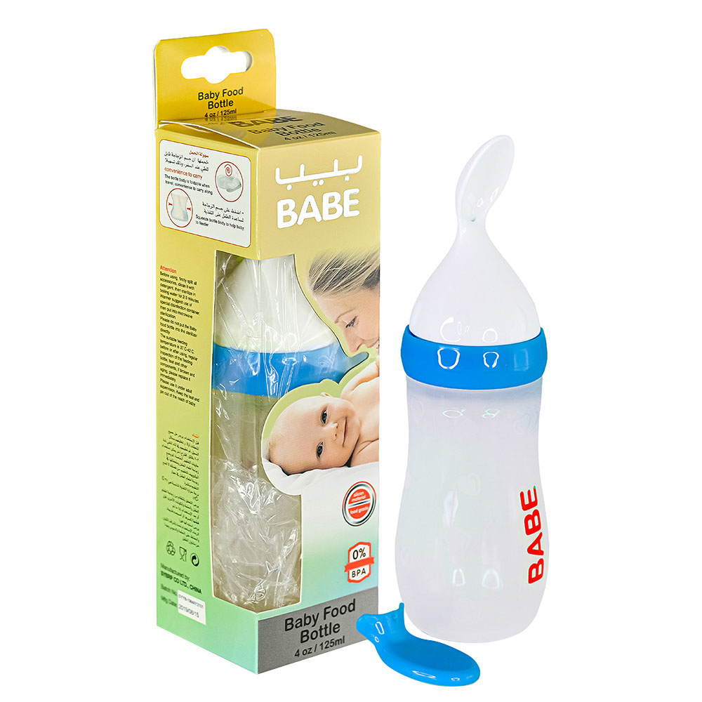 Babe Baby Feeder Silicone Bottle With Spoon - 125 ml