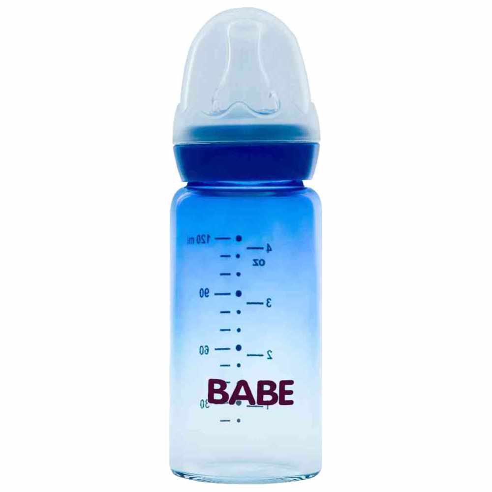 Babe - Baby Glass Feeding Bottle - 120 ml
