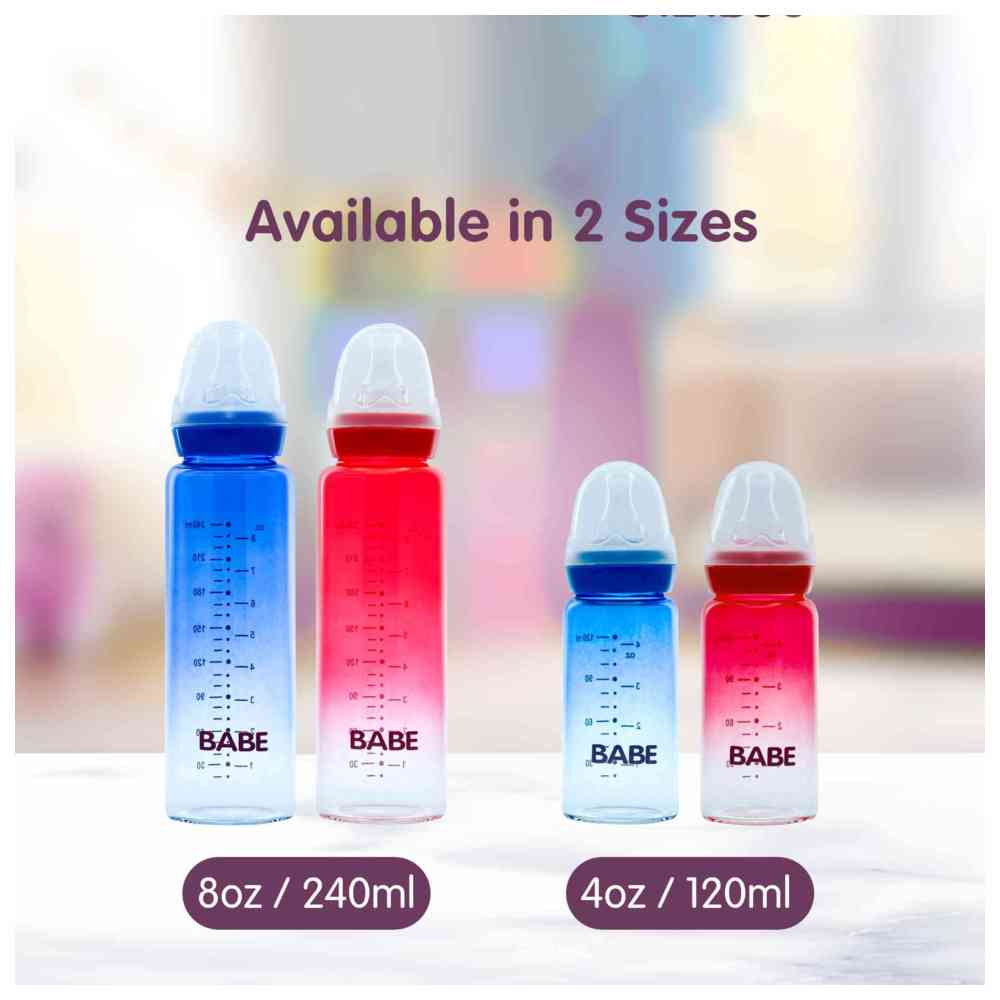 Babe - Baby Glass Feeding Bottle - 120 ml