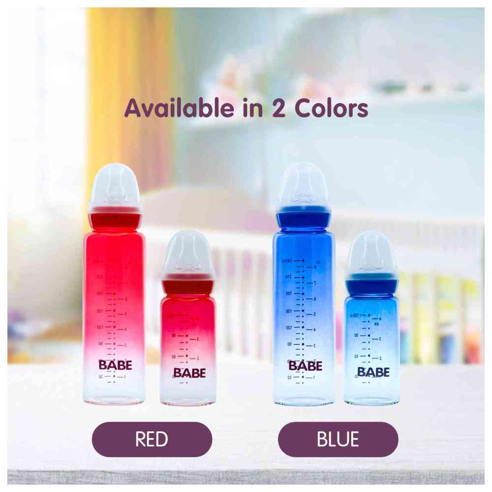 Babe - Baby Glass Feeding Bottle - 120 ml