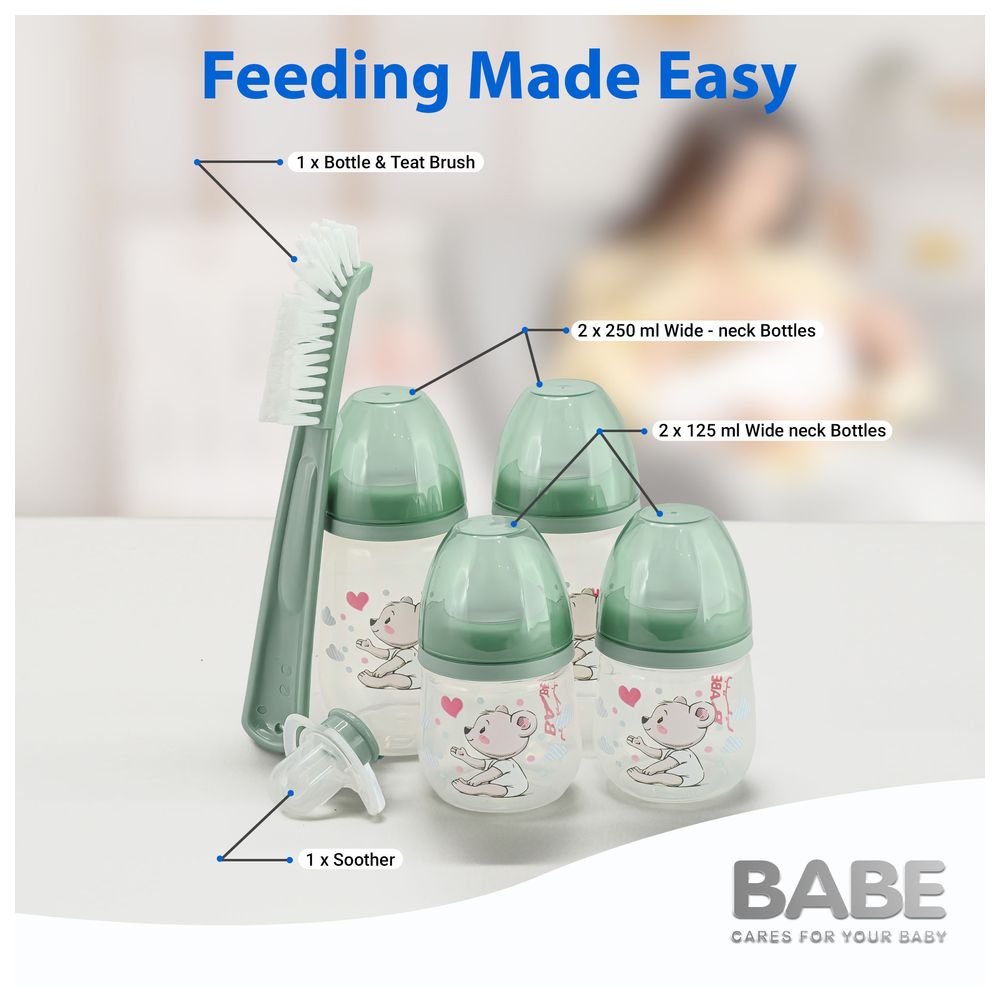 Babe - Newborn Starter Set - Green/Clear - 6 Pcs