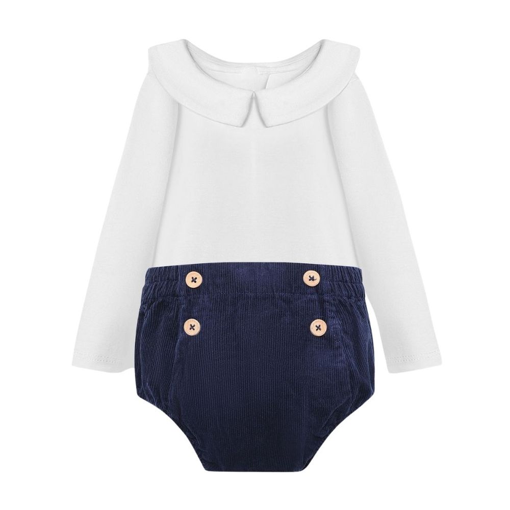 Atlas & Maya Baby Boy' Bodysuit with Short Navy/White - 2 Pcs