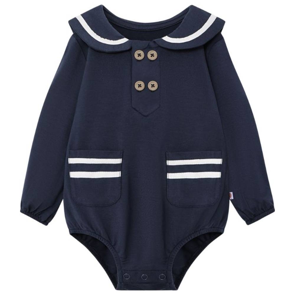 Atlas & Maya First Mate Organic Bamboo Sailor Onesie - Navy Blue