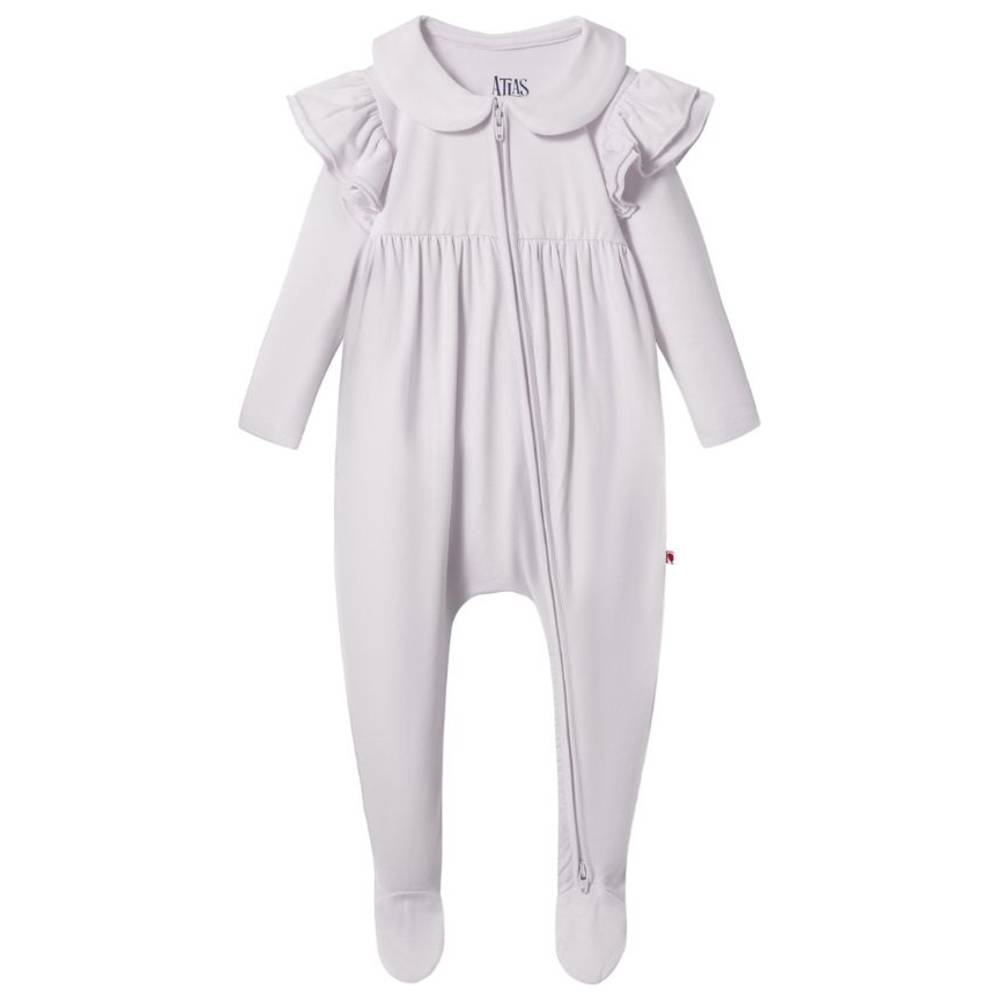 Atlas & Maya Ruffle Truffle Organic Bamboo Zippy Playsuit - White