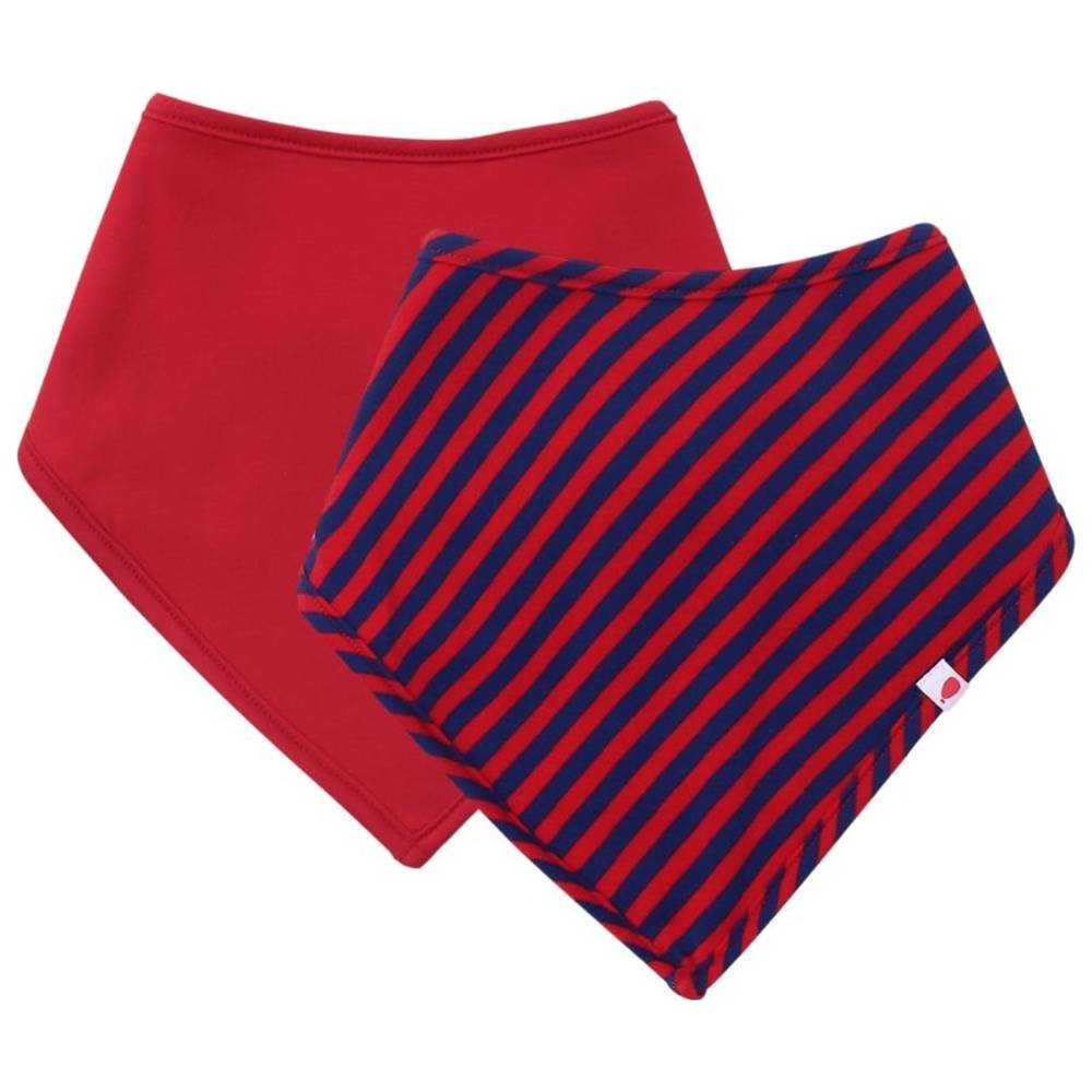 Atlas & Maya Organic Bamboo Magnetic Bandana Betta Stripes Bibs - Red - 2 Pcs