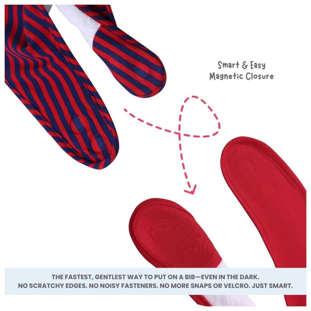 Atlas & Maya Organic Bamboo Magnetic Bandana Betta Stripes Bibs - Red - 2 Pcs