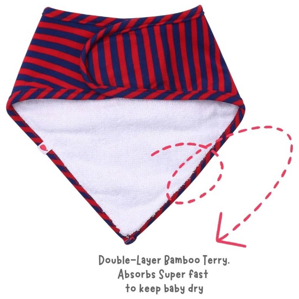 Atlas & Maya Organic Bamboo Magnetic Bandana Betta Stripes Bibs - Red - 2 Pcs