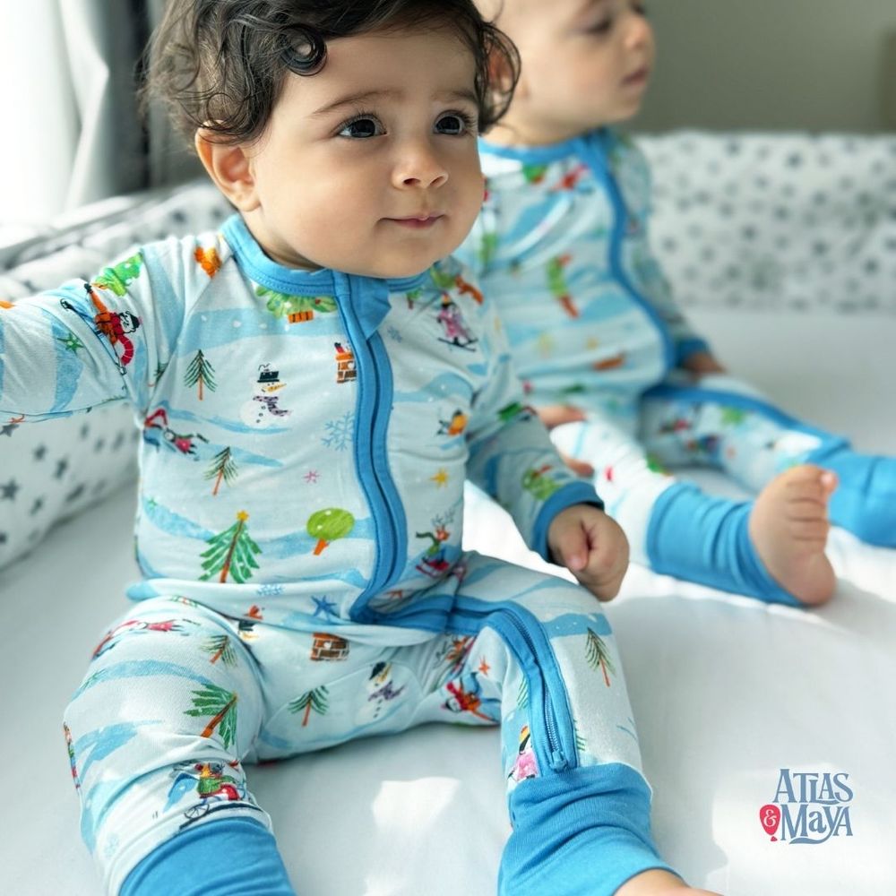Atlas & Maya Baby's Winter Wonderland Printed Pyjama Sleepsuit - Blue