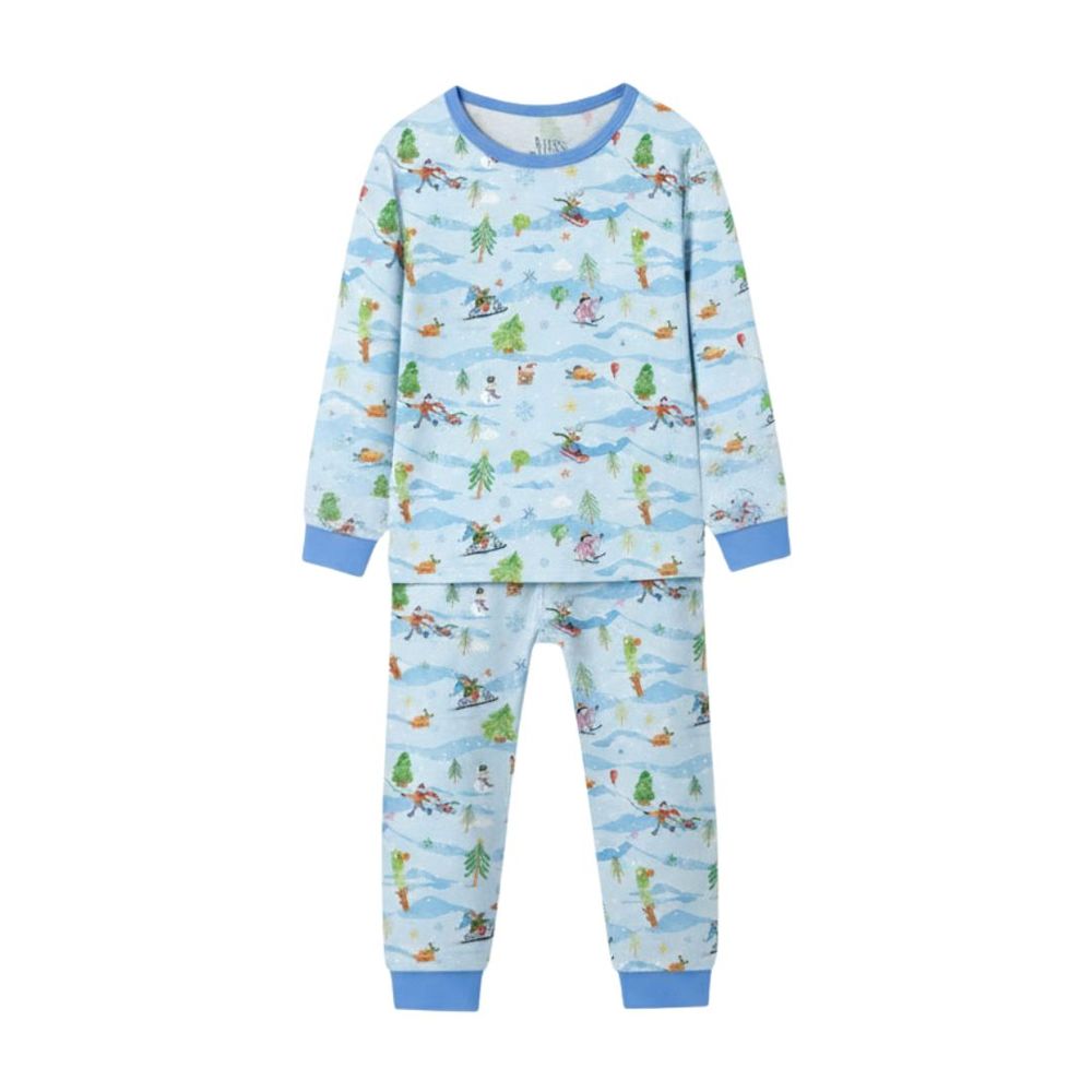 Atlas & Maya Boy's Winter Wonderland Printed Pyjama Top & Pants - Blue - 2 Pcs