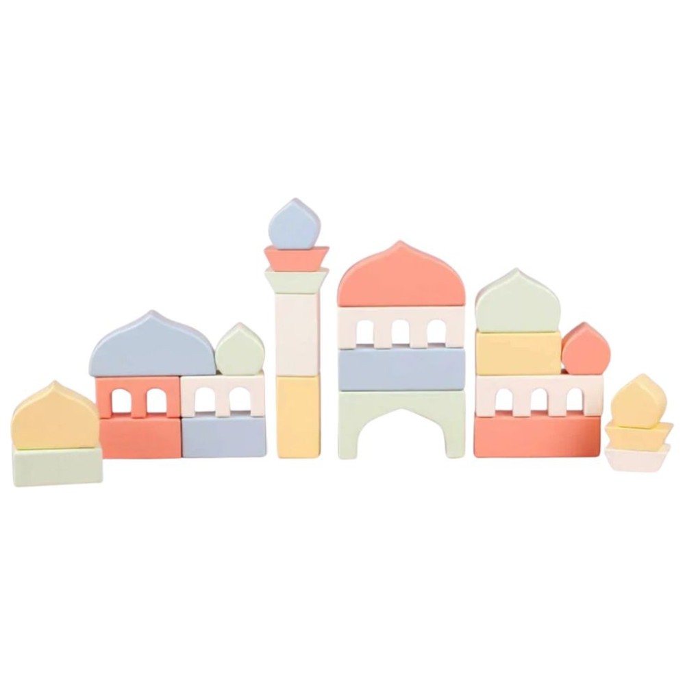 Atlas & Maya - Masjid Building Blocks Islamic Toy - Pastel Colors Mosque - 19 Pc Set