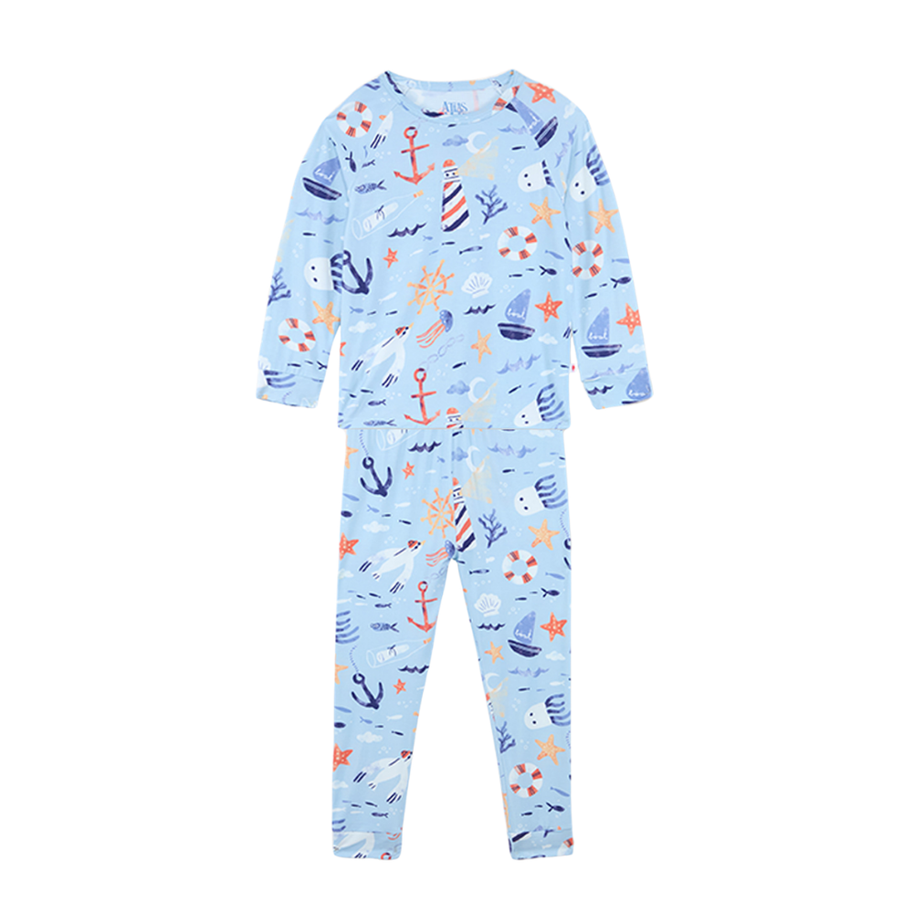 Atlas & Maya Nautical Print Bamboo Pajama Organic - Blue - 2 Pcs
