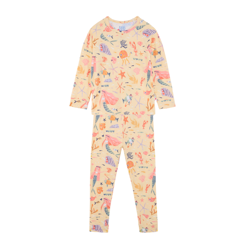 Atlas & Maya Mermaid Print Bamboo Pajama Organic - Yellow - 2 Pcs