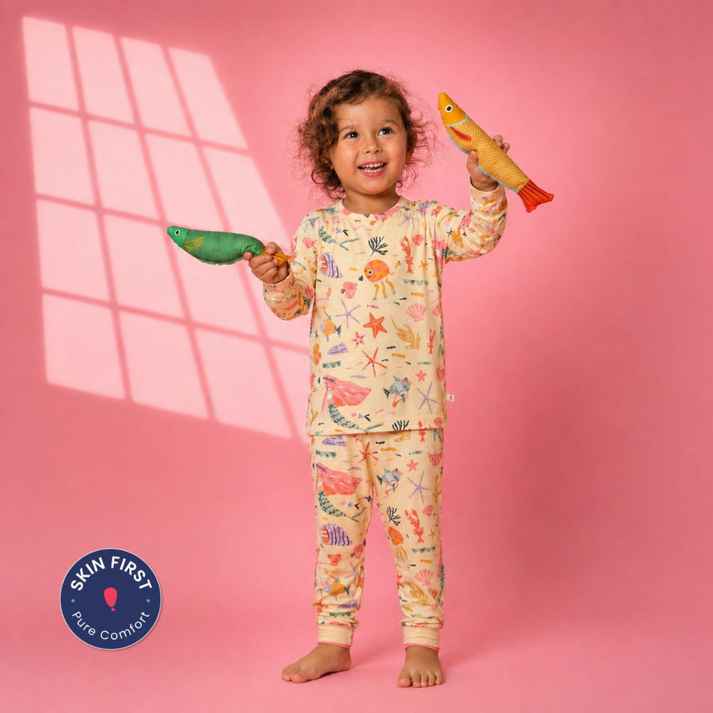 Atlas & Maya Mermaid Print Bamboo Pajama Organic - Yellow - 2 Pcs