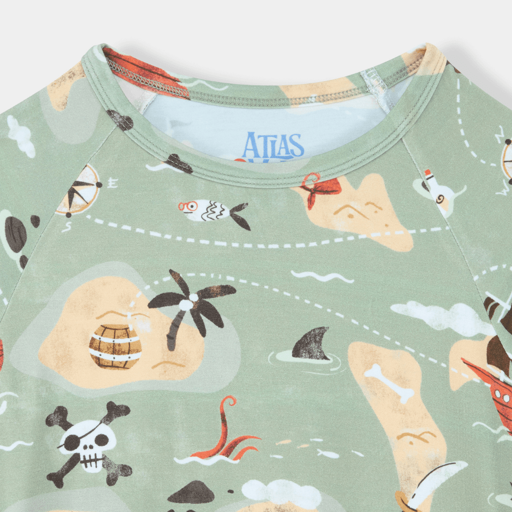 Atlas & Maya Pirate Print Bamboo Pajama Organic - Sage - 2 Pcs