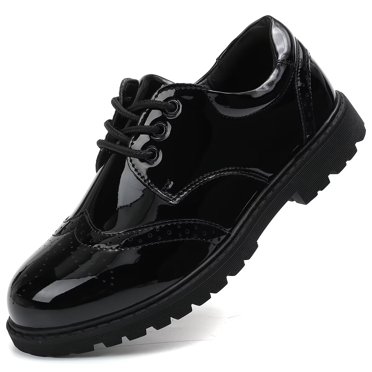Skyview - Boys Oxford Lace‑Up Shiny Shoes - Black