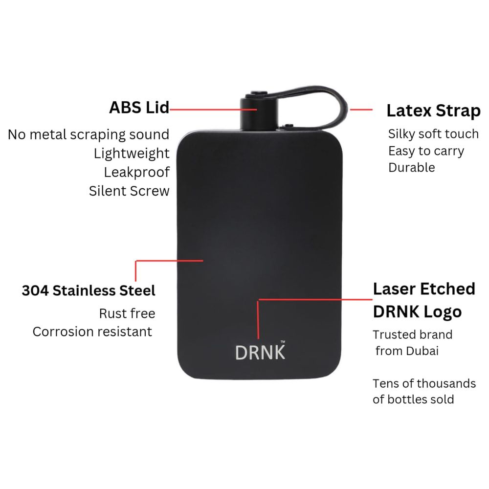 Drnk - Steel Reusable Water Bottle - Graphite - 500 ml
