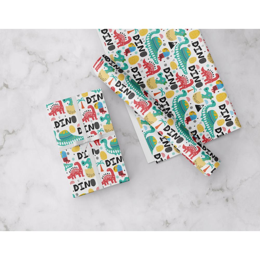 Share The Love - Gift Wrapping Paper Pack - Dino White