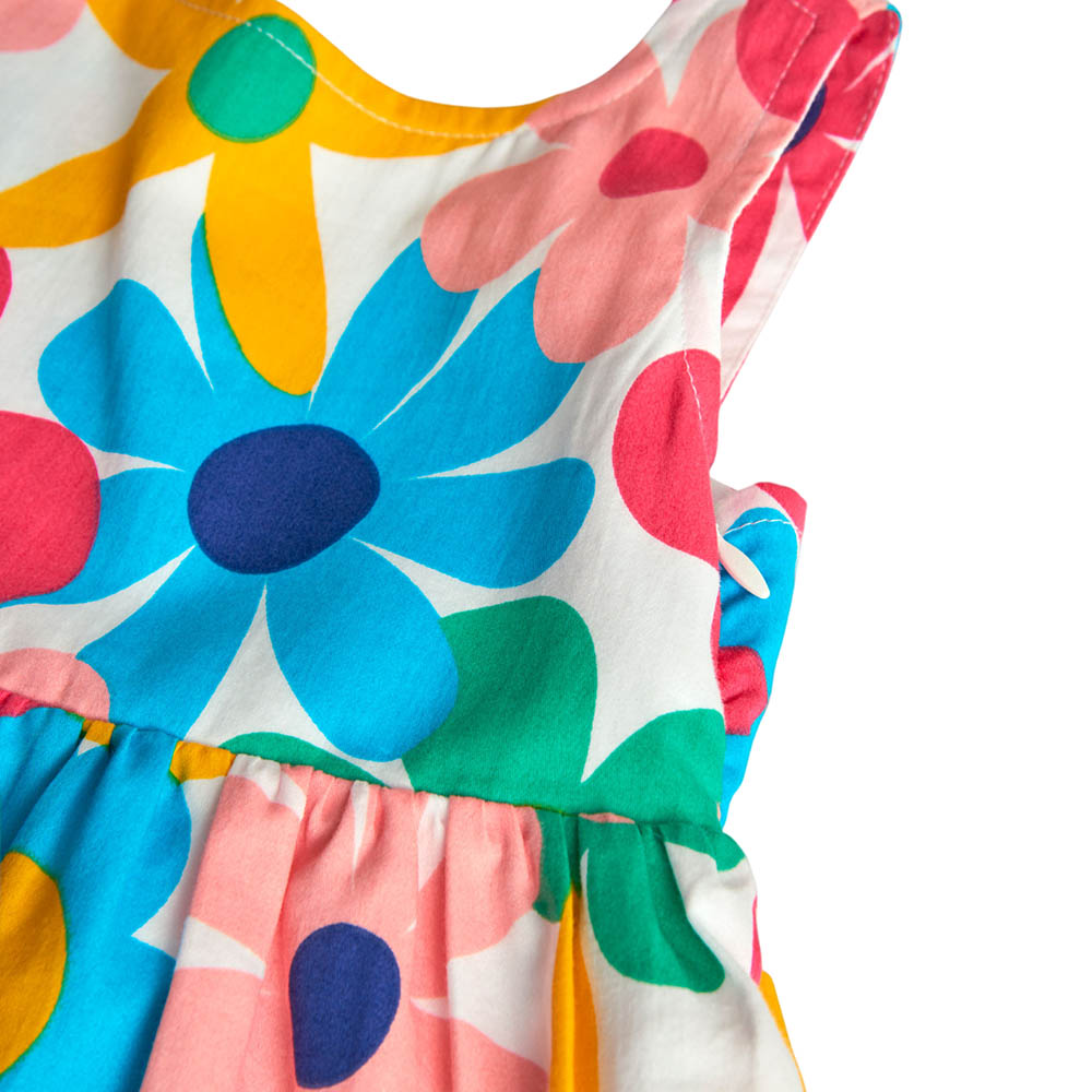 Boboli Girl's Floral Printed Satin Poplin Dress