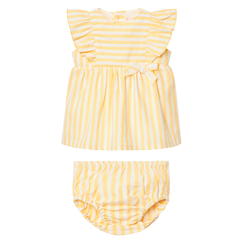 Boboli Baby Girl's Striped Poplin Dress with Bloomers - Yellow - 2 Pcs