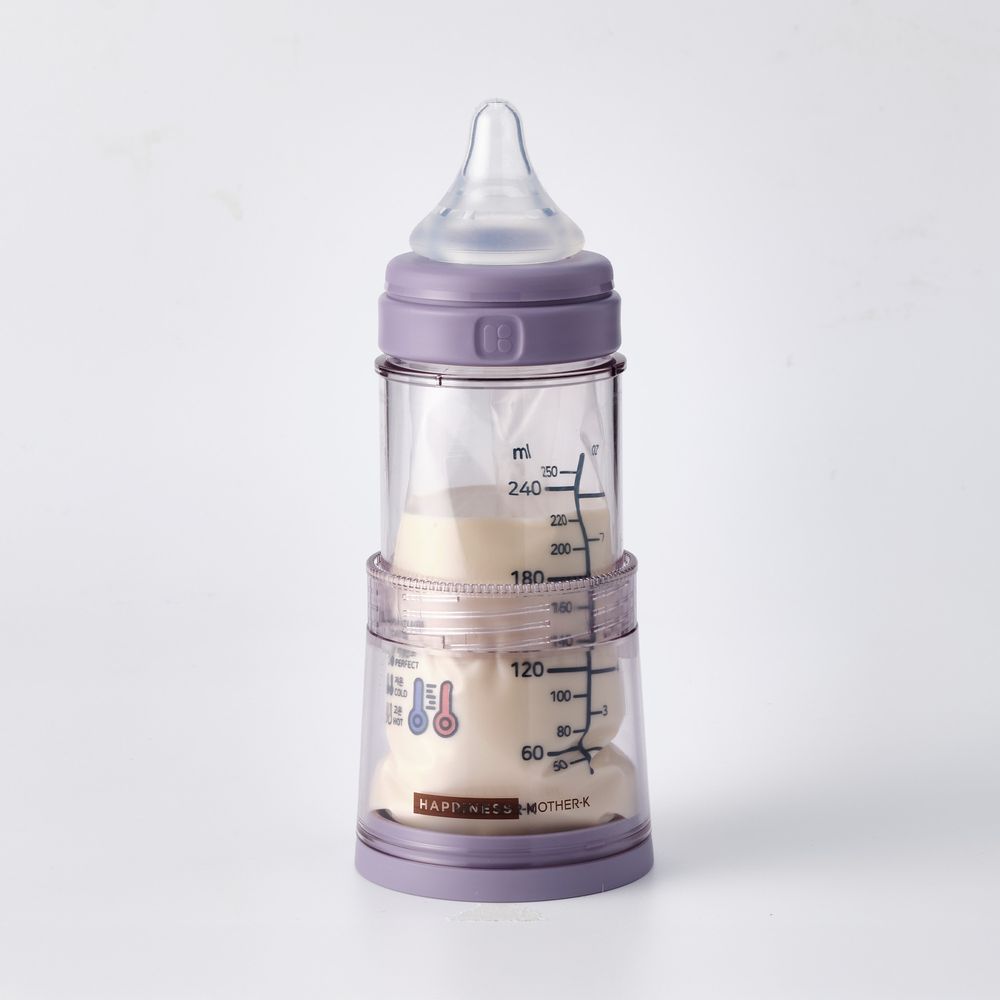 Mother K - Ecozen Folding Baby Bottle - Purple - 250 ml