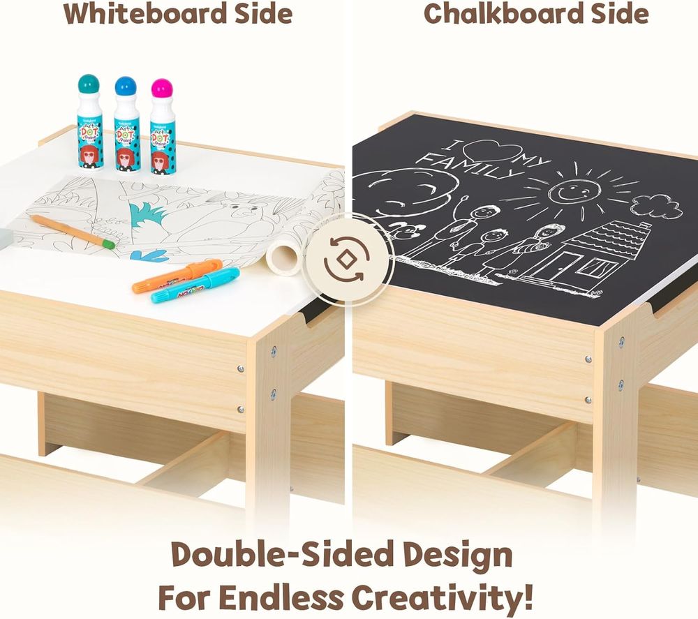 OOOK - Toddler Table And Chairs Set - Brown