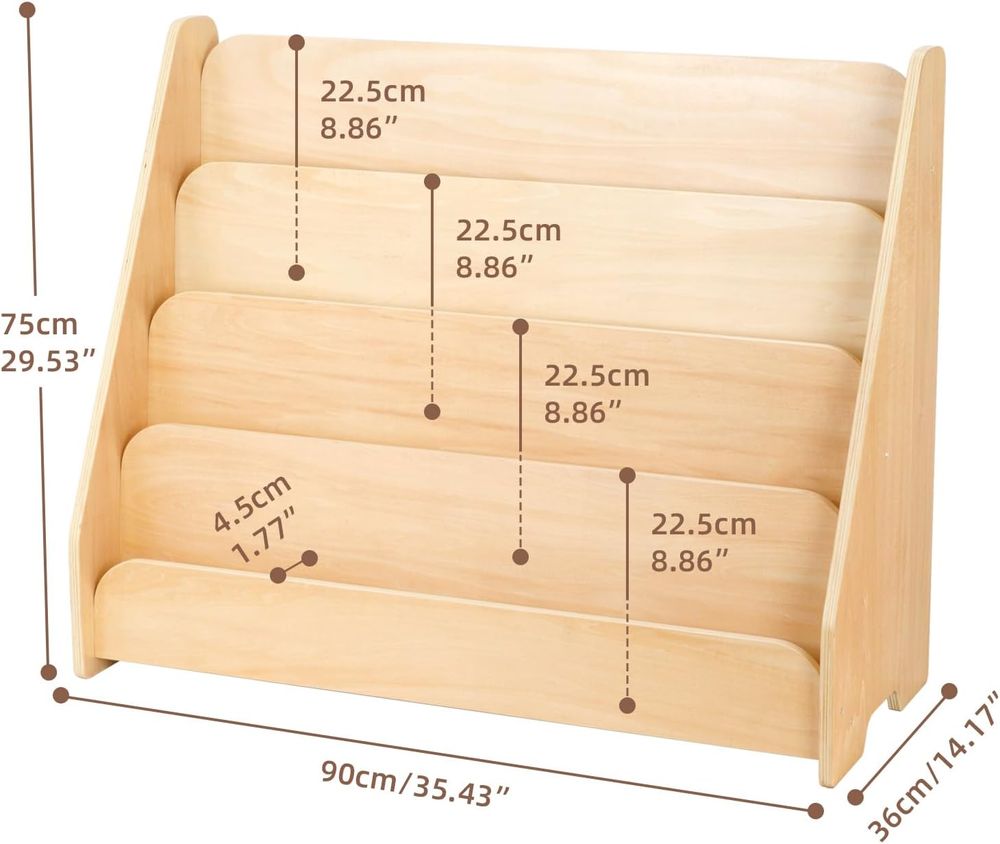 OOOK - 4-Tiered Bookcase - Brown