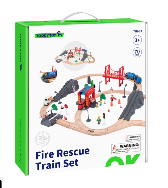 Tooky Toys Fire Rescue Train Set - 70 Pcs