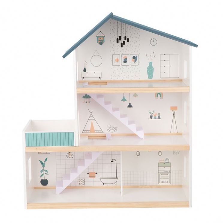 Tooky Toy - Furniture Wooden Doll House Playset - 31 Pcs