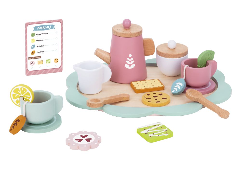 Tooky Toy Wooden Afternoon Tea Pretend Playset - Multicolor - 21 Pcs