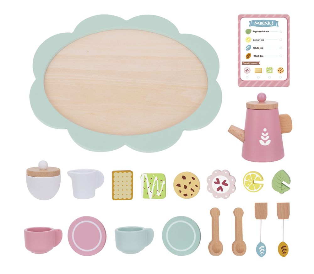 Tooky Toy Wooden Afternoon Tea Pretend Playset - Multicolor - 21 Pcs