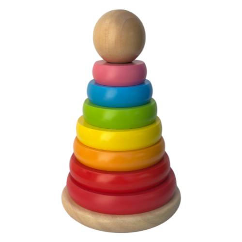Littlechus Wooden Rainbow Ring Stacker - 9 Pc Set
