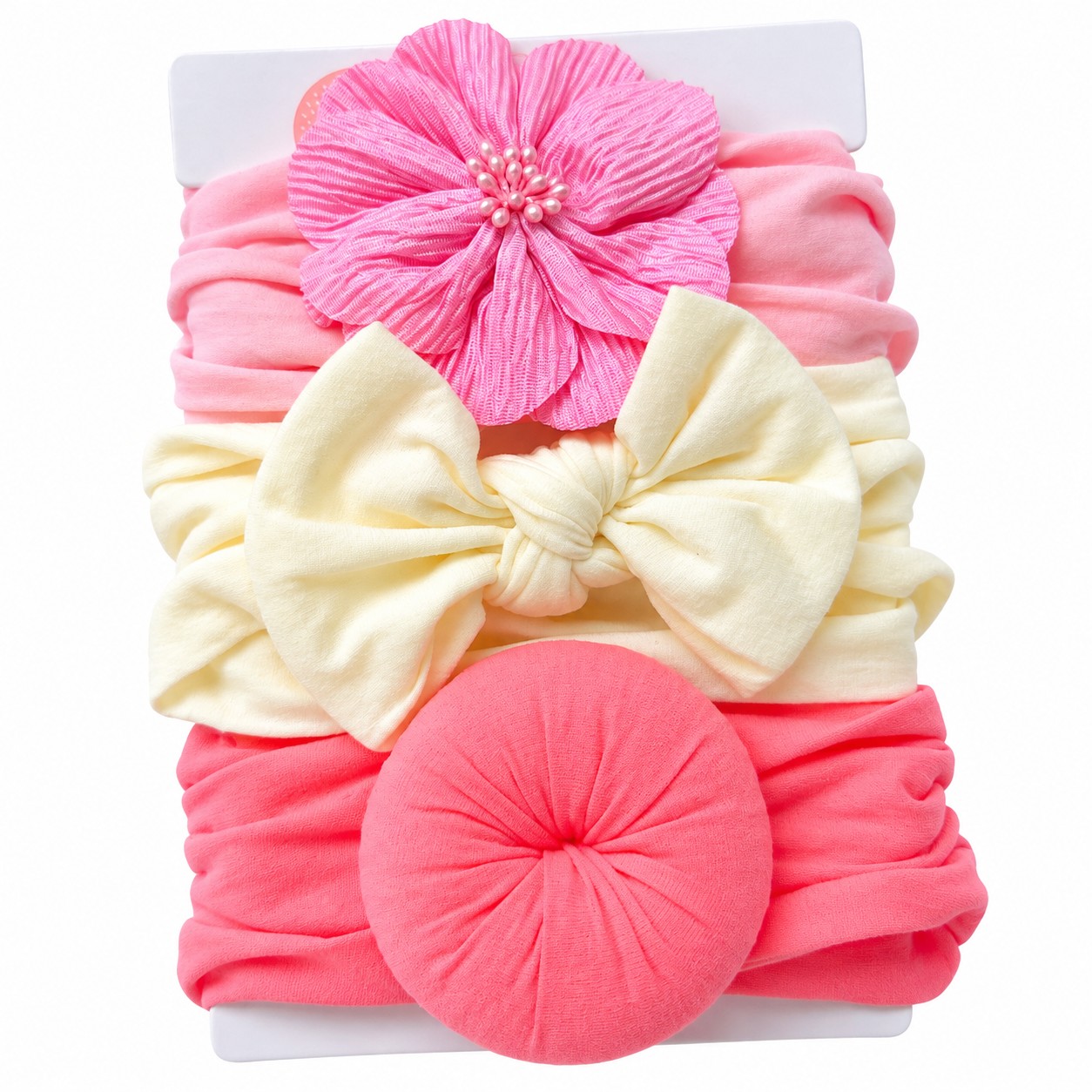 Wonder Kids - Little Bloom Baby Headband Set - Blush Pink - 3 Pcs