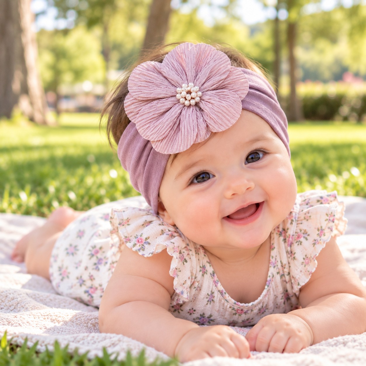 Wonder Kids - Little Bloom Baby Headband Set - Lavender - 3 Pcs