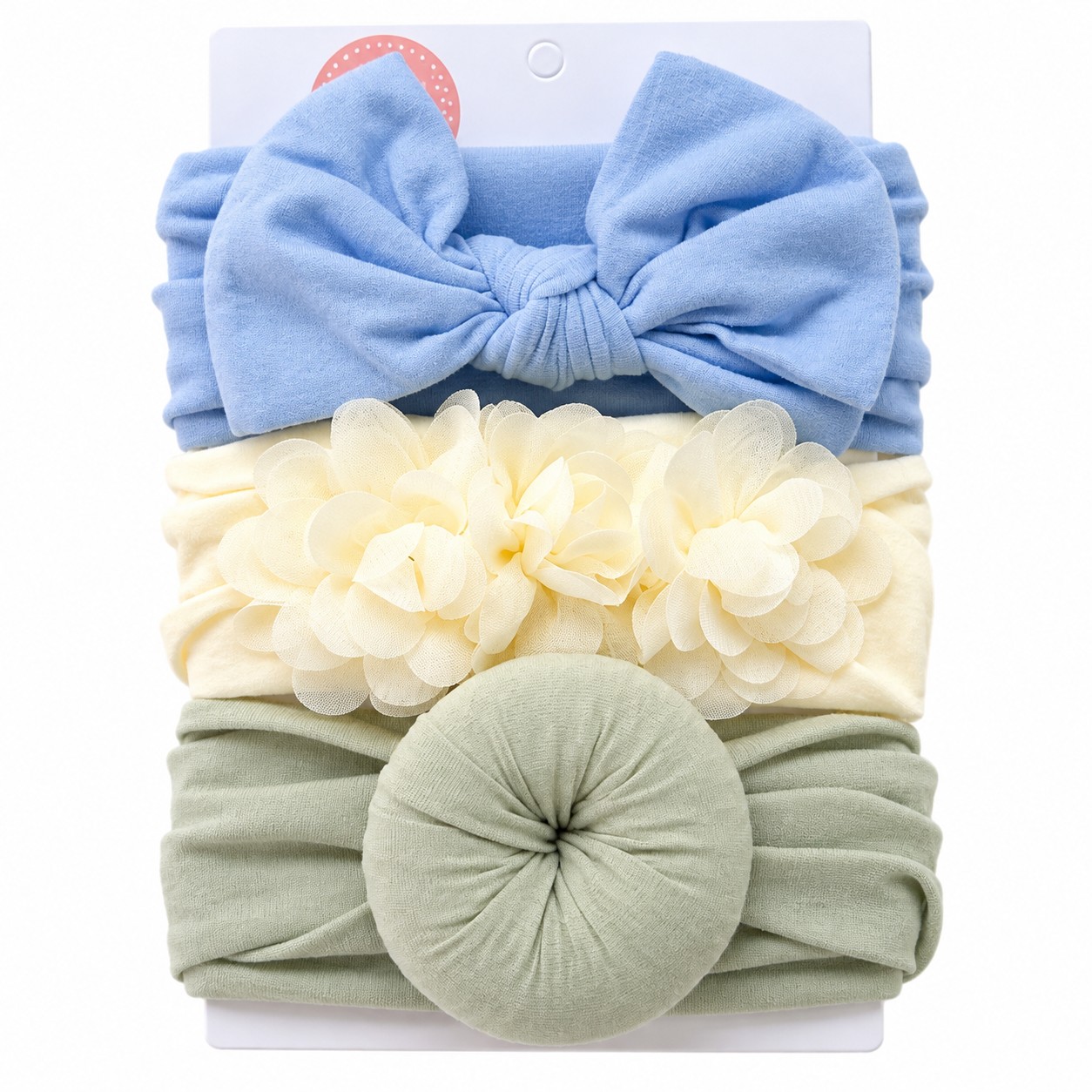 Wonder Kids - Little Bloom Baby Headband Set - Baby Blue - 3 Pcs