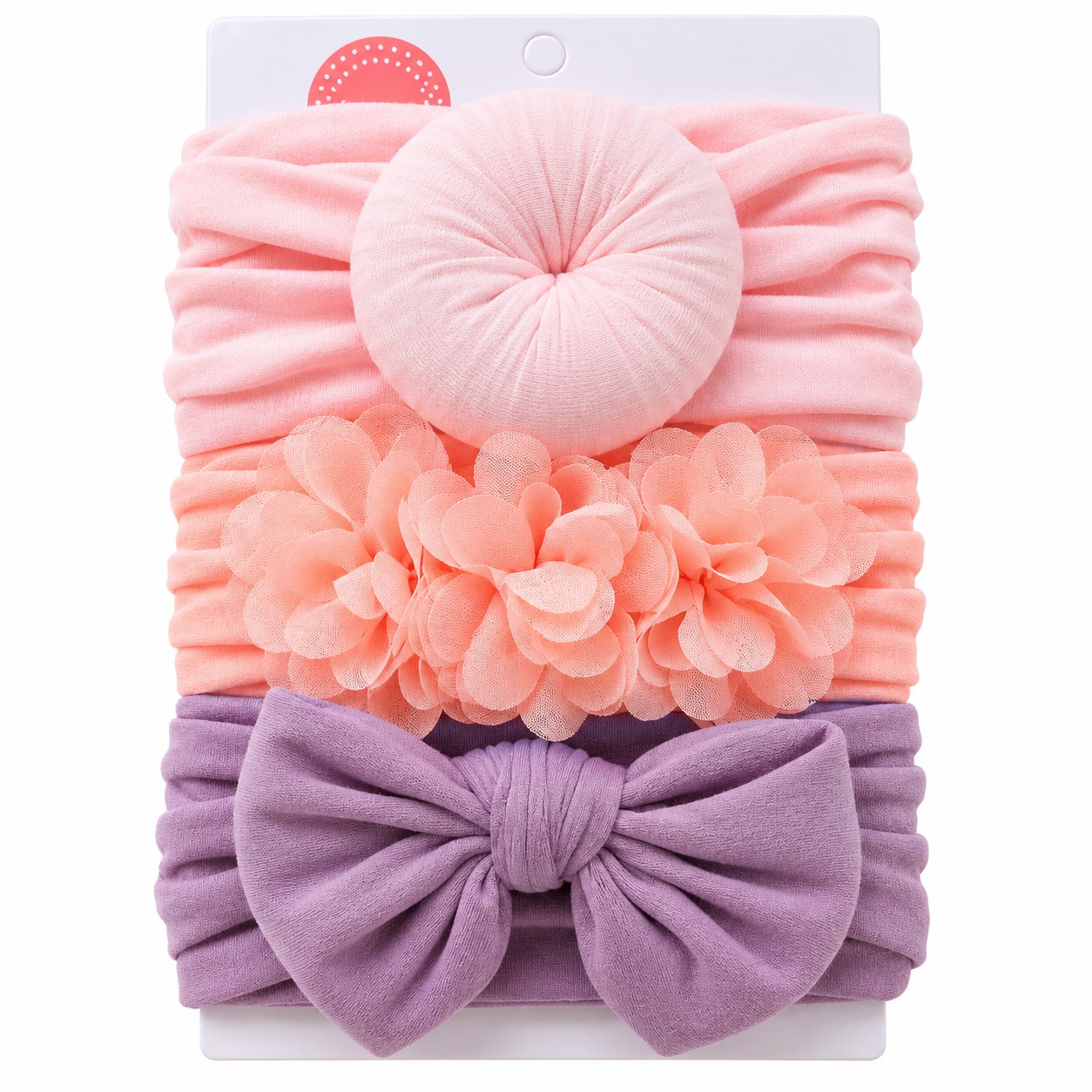 Wonder Kids Little Bloom Baby Headband Set - Peach Coral - 3 Pcs