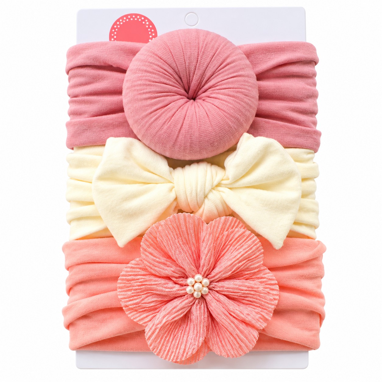 Wonder Kids - Little Bloom Baby Headband Set - Dusty Rose - 3 Pcs