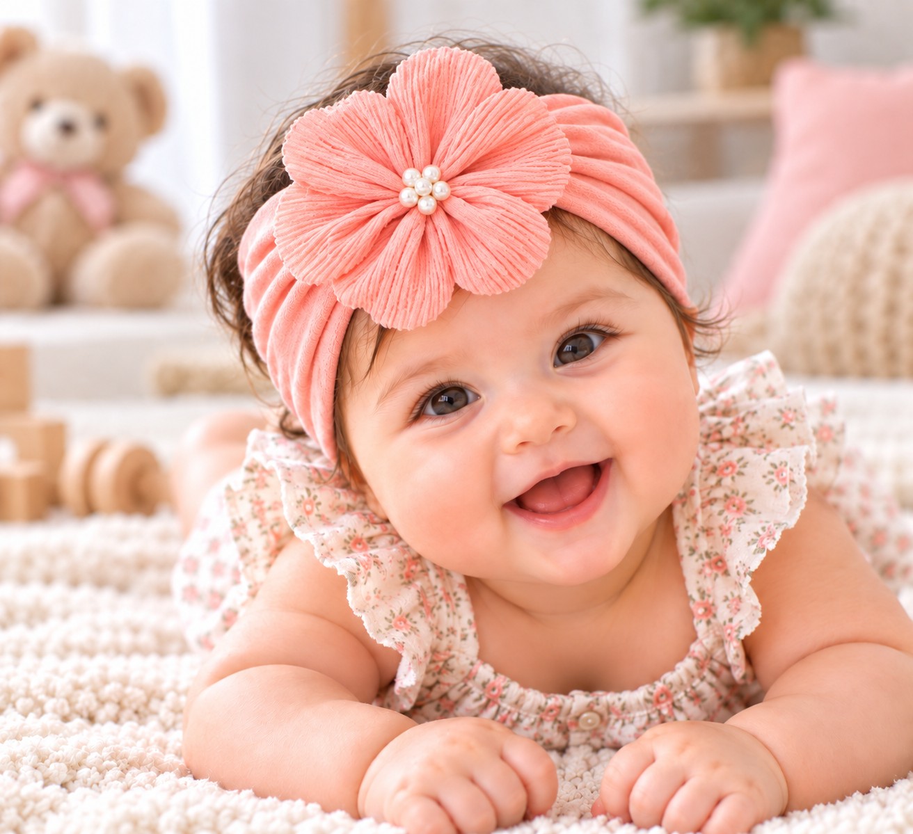 Wonder Kids - Little Bloom Baby Headband Set - Dusty Rose - 3 Pcs